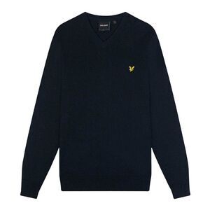 Lyle & Scott Mens Merino Cotton V Neck Sweater / Navy